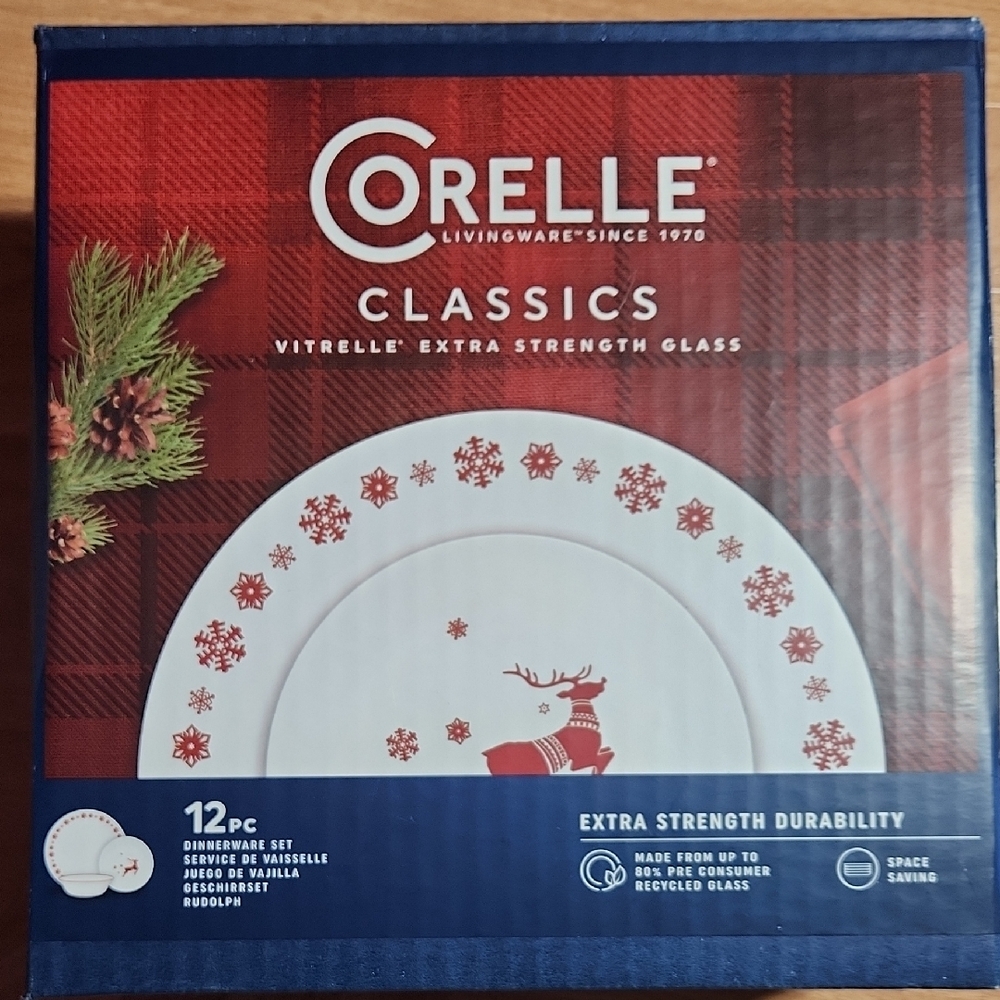 Corelle Red and White Floral Dinnerware Set